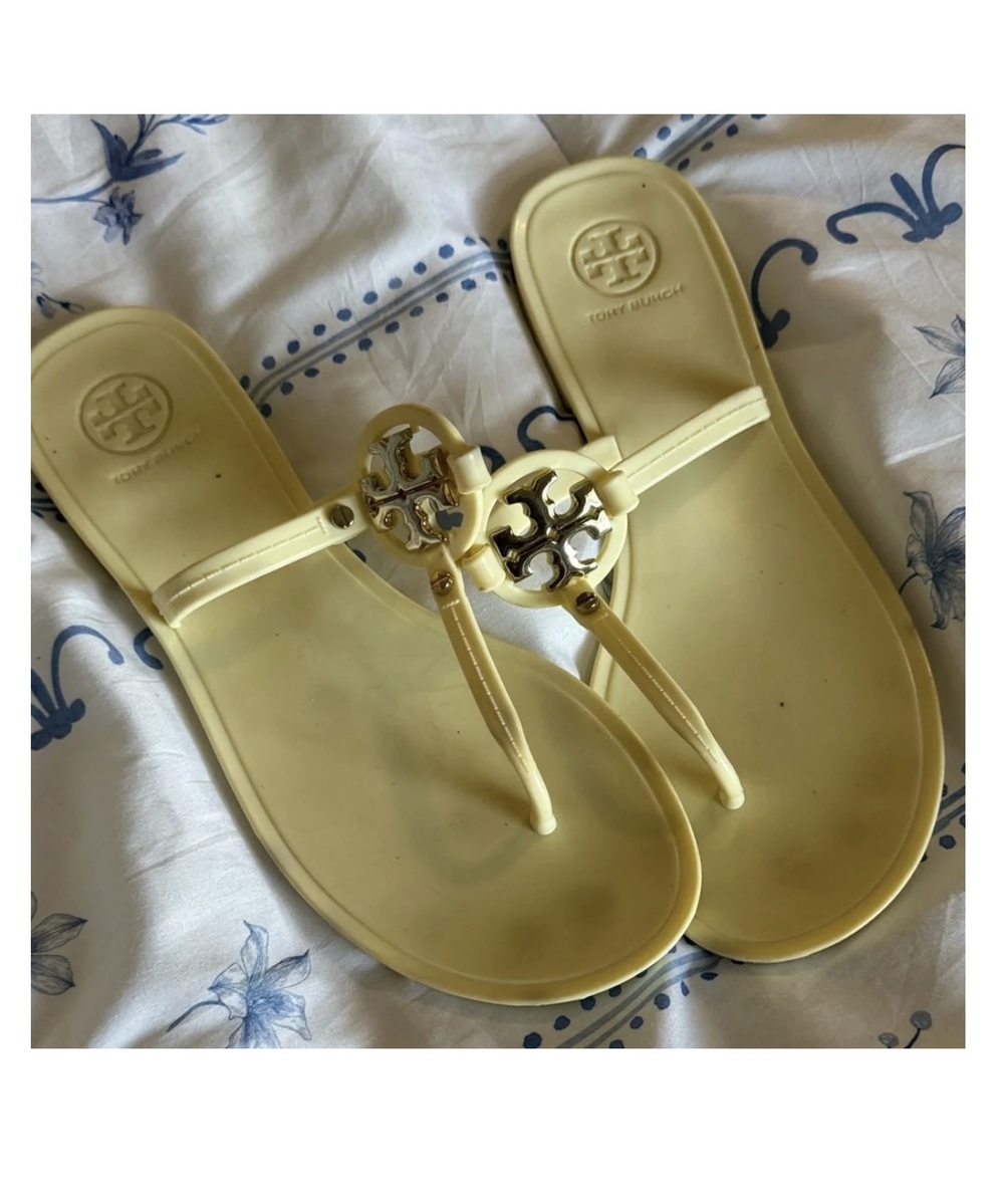 Tory Burch Yellow Logo Jelly Sandals